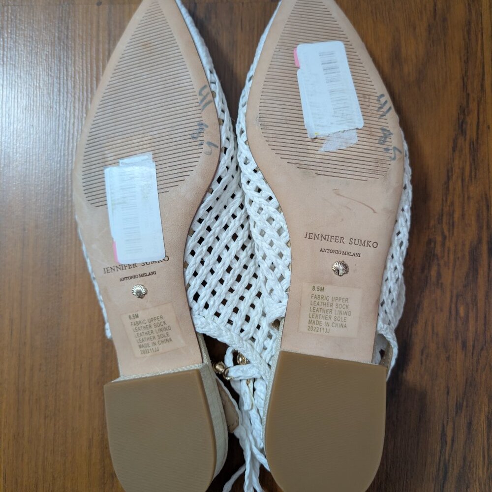 Antonio Melani x Jennifer Sumko White Lace Up Flat Sling Back Size 8.5 - Picture 3 of 9